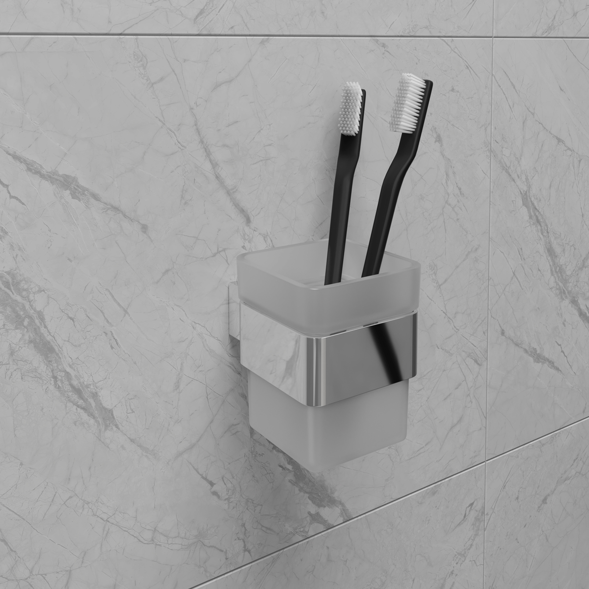 Стакан для зубных щёток Lemark SMOOTH LINE 9731013 с держателем, хром