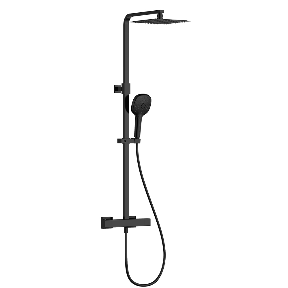 Душевая стойка с термостатом AQUAme AQM8007MB черный матовый