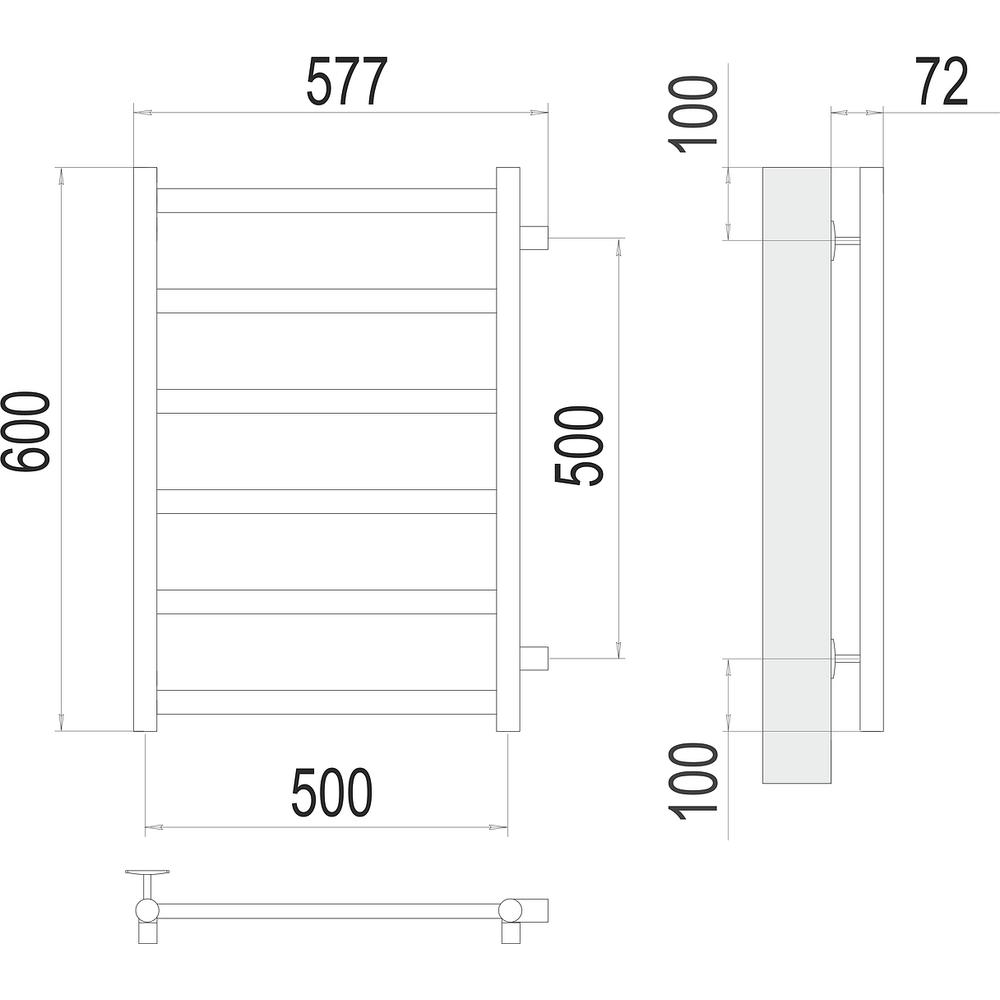 Полотенцесушитель водяной (боковое подключение) Terminus Аврора П6 50х60