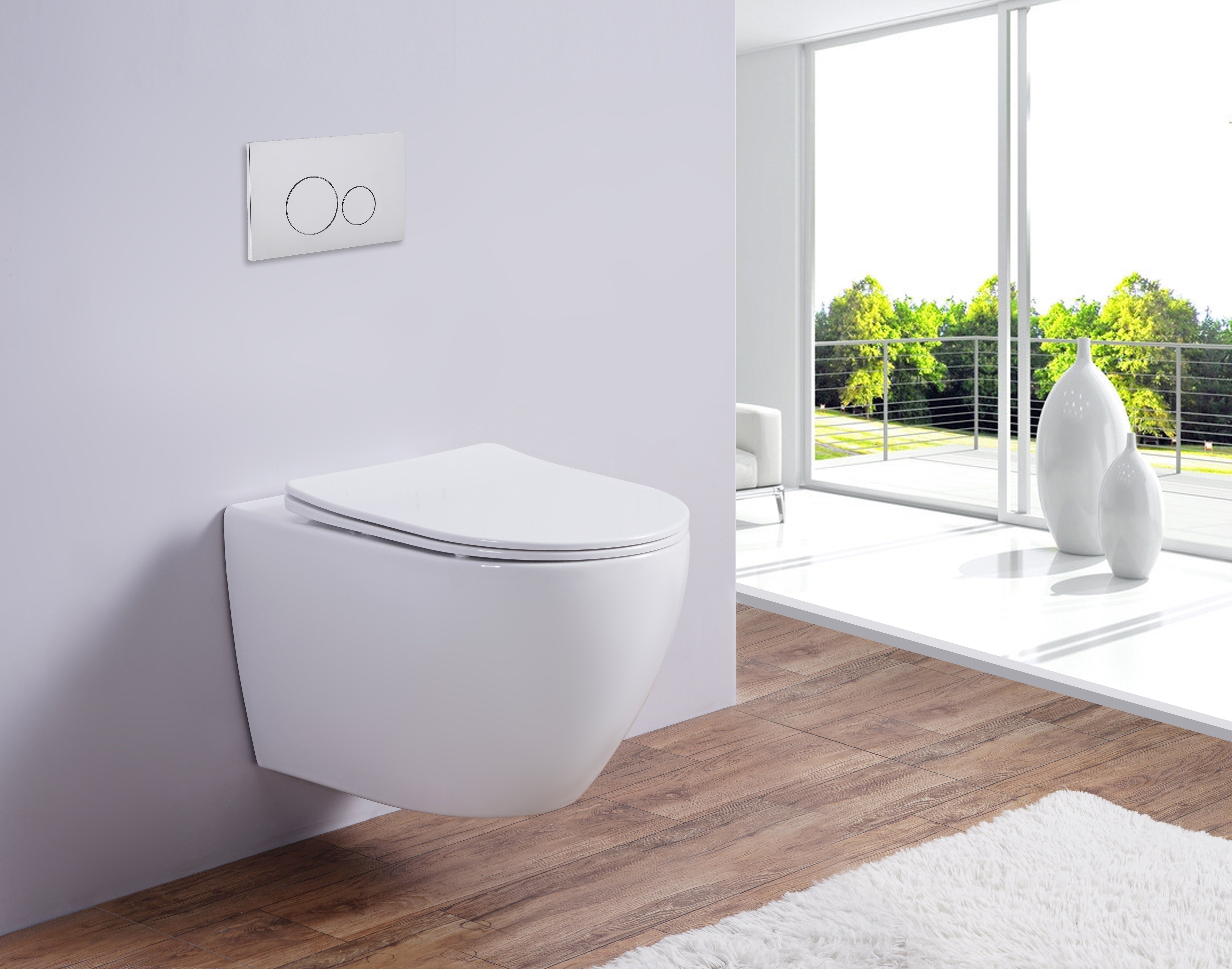 Унитаз подвесной Esbano AZALEA белый, с сиденьем микролифт