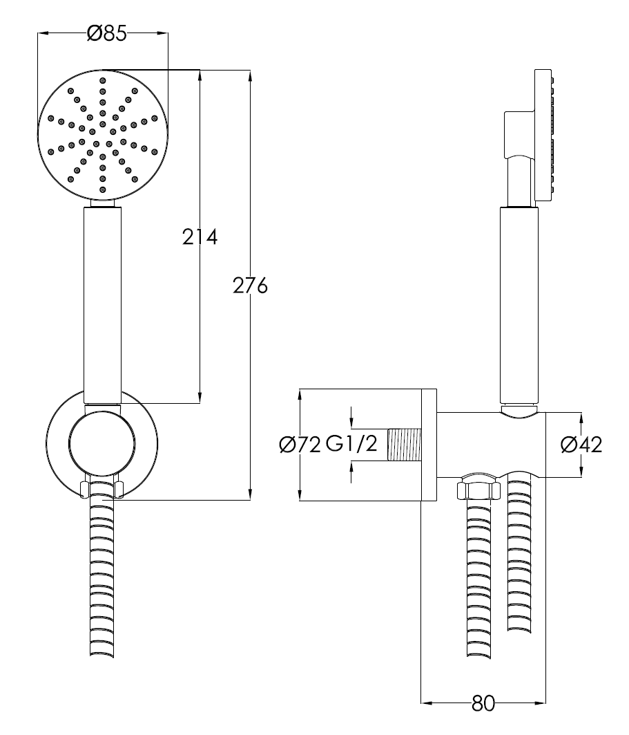 Душевой гарнитур на держателе с подключением шланга Benesque Lumiere 23010203 черный брашированный