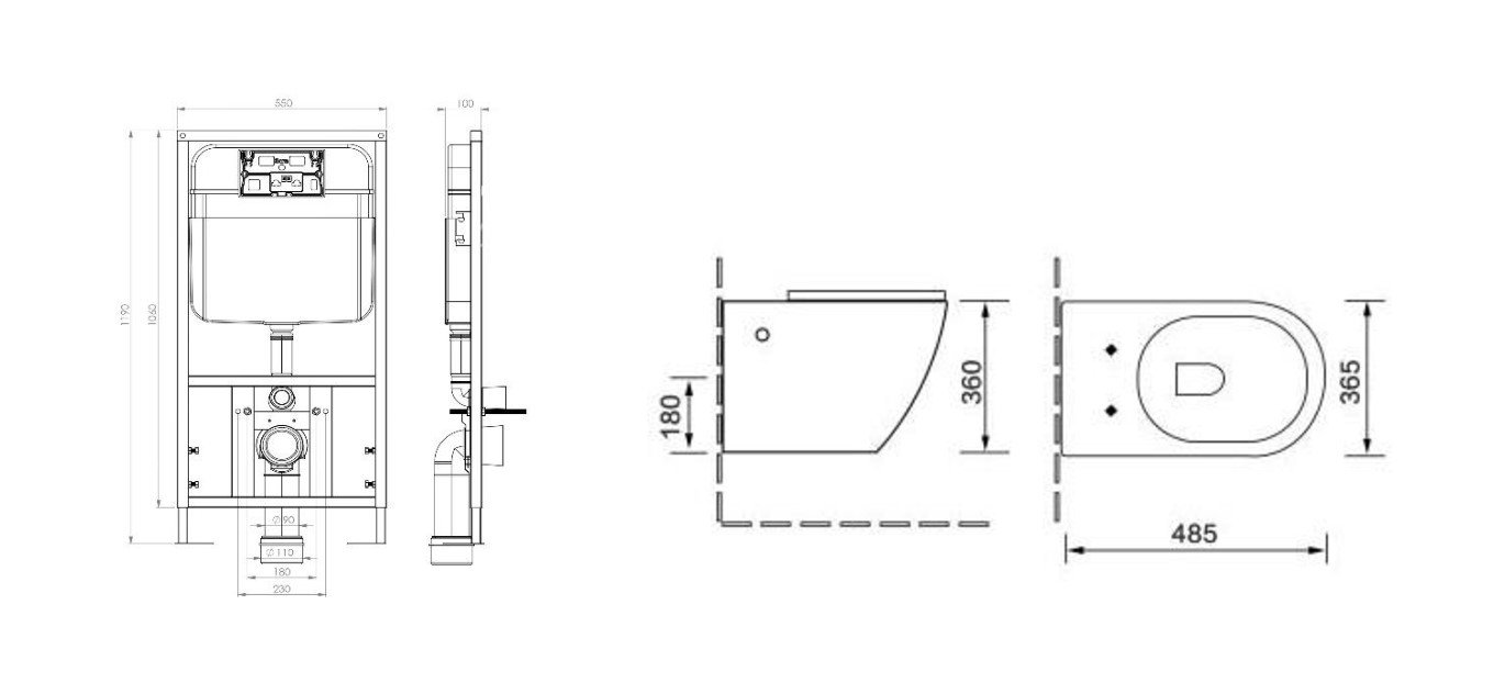 Комплект (инсталляция, унитаз, сиденье, кнопка смыва) SantiLine SL-5018MB + SL-03 матовый черный, с сиденьем микролифт