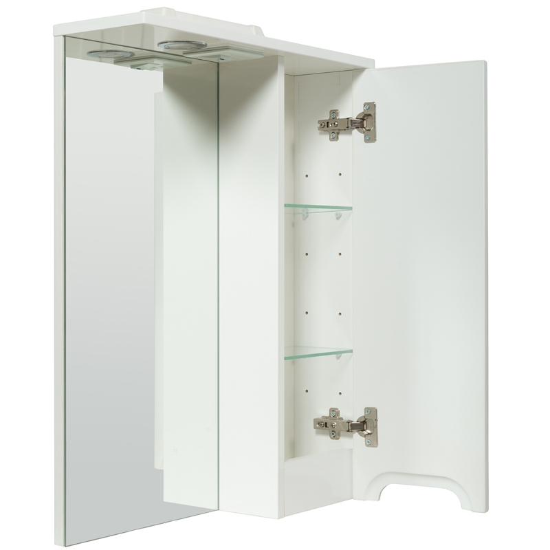 Зеркальный шкаф Rush Pioneer 60 со светильником Белый глянец