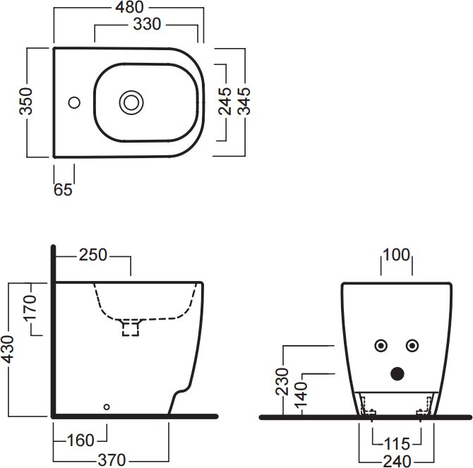 Биде напольное Hatria Fusion 48