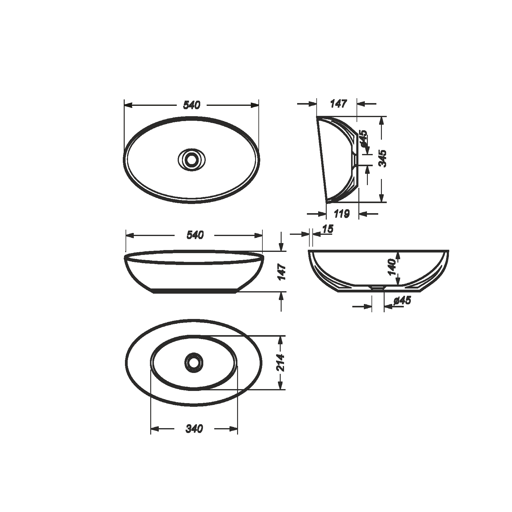 Раковина накладная 55см Sanita Luxe Ringo Cut RNGSLWB01C белый