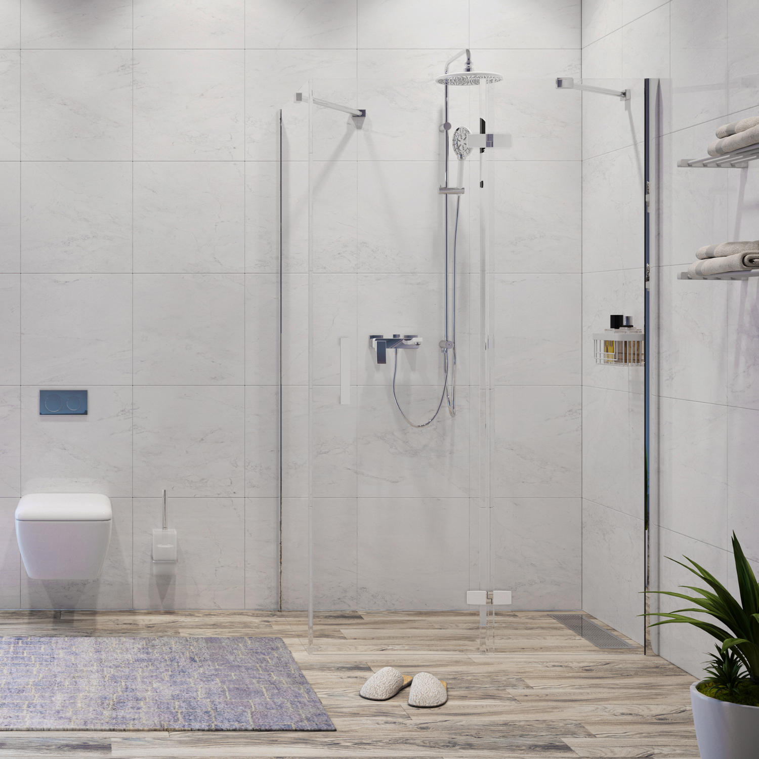 Душевой угол WasserKraft Aller 10H10RW 120x100x200, профиль хром, стекло прозрачное