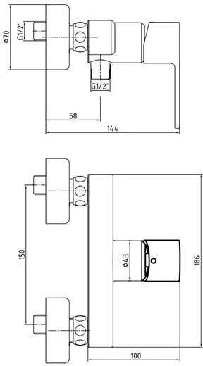 Смеситель для душа E.C.A Nita 102154026EX хром