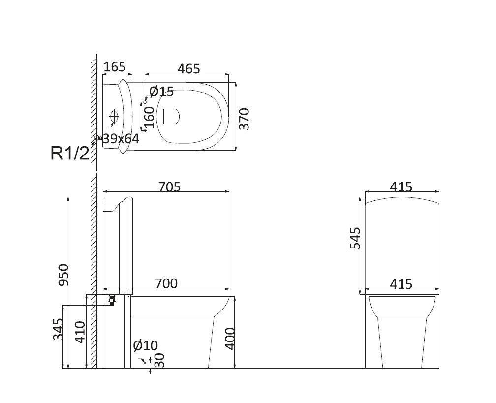 Унитаз напольный Creo Ceramique Le Mans LM1002+LM1001+LM1003 белый