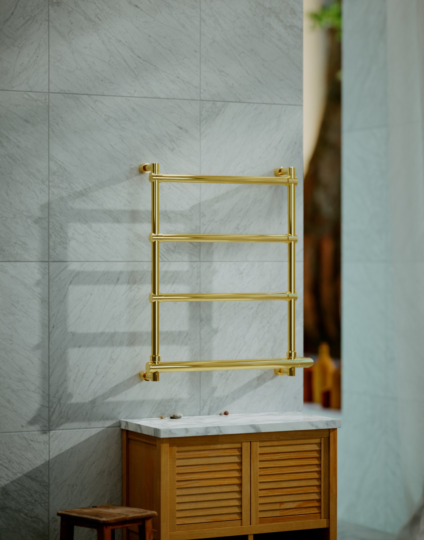 Полотенцесушитель электрический Margaroli Sole 542-4 5424704GONB 660х570 золото