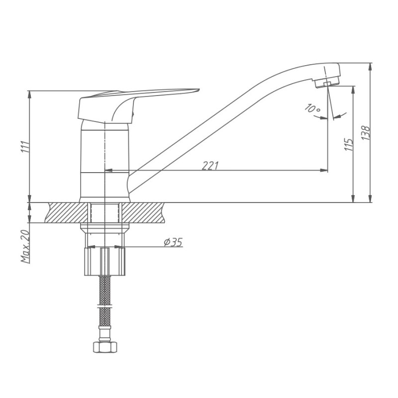 Смеситель для кухни Haiba HB4904, хром