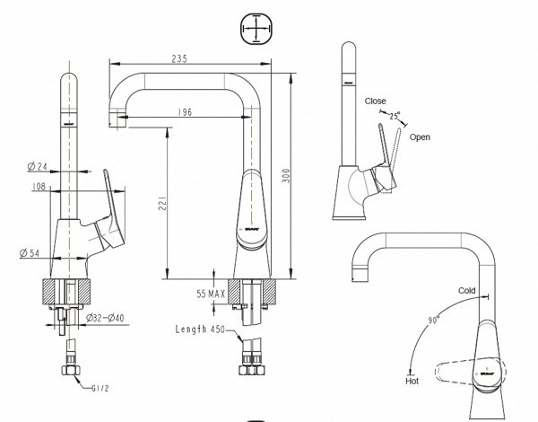 Смеситель для раковины Bravat Eco F193158C хром