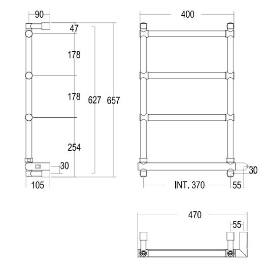 Полотенцесушитель электрический Margaroli Sole 542-4 5424704OBNB 660х570 бронза