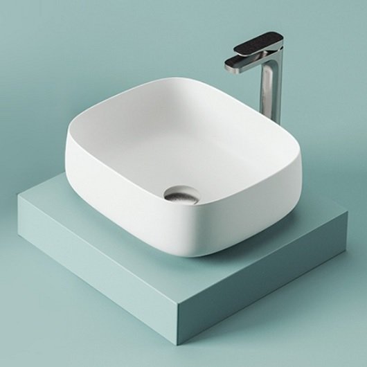 Раковина накладная 46см ArtCeram Cognac Quadro COL007 белый