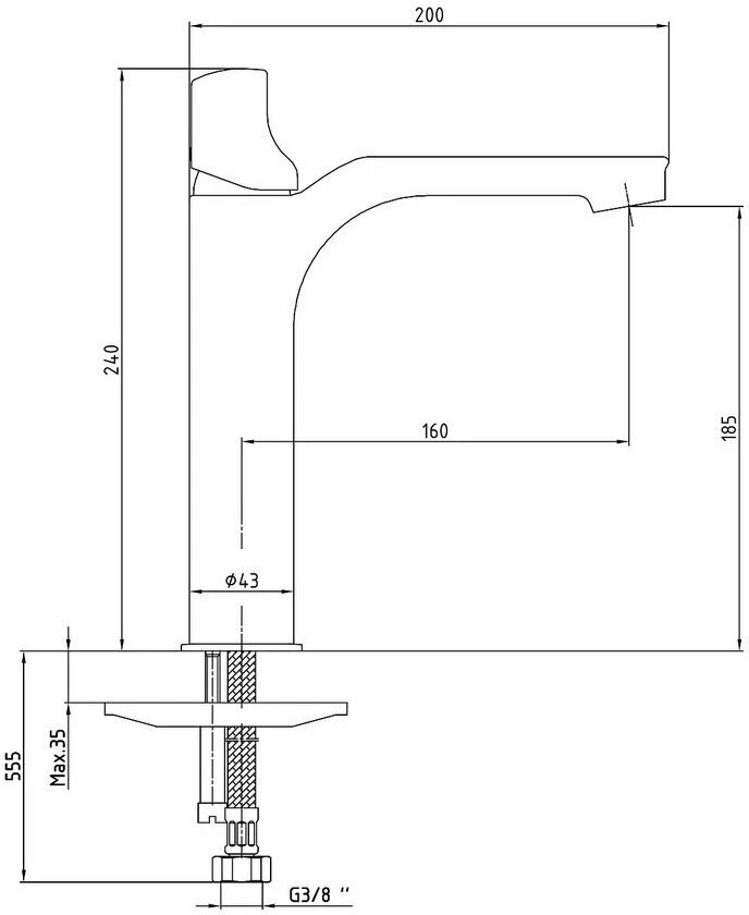 Смеситель для раковины E.C.A Myra 102108983HEX хром