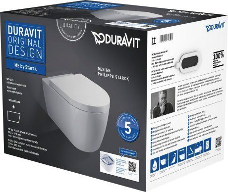 Комплект Duravit Me by Starck 45290900A1: унитаз подвесной 570х360 мм, 252909 + сиденье с микролифтом 002009, цвет белый