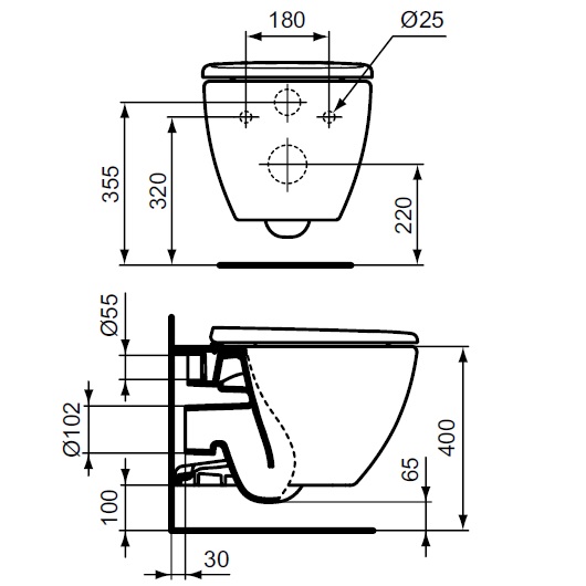 Унитаз подвесной безободковый Ideal Standard Tesi ST007901 с сиденьем микролифт
