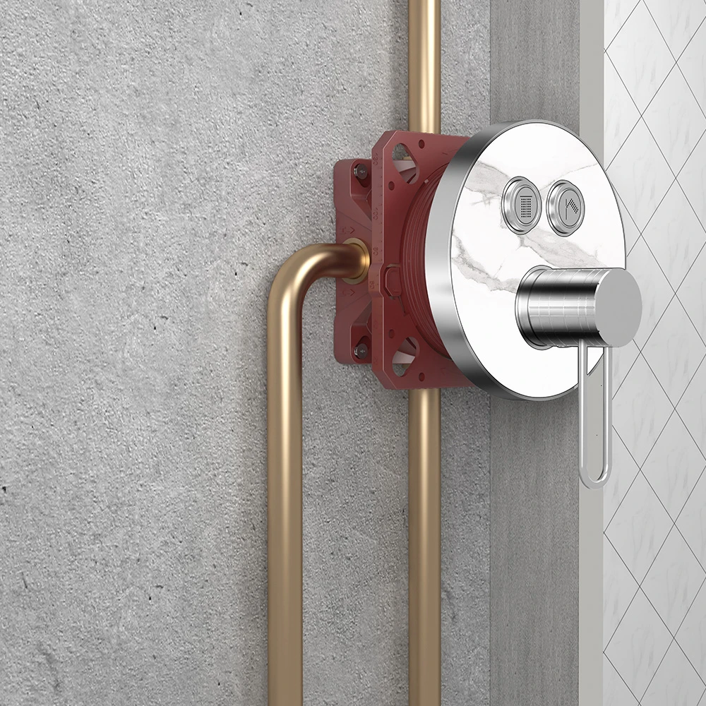 Термостат для душа на 2 потребителя AQUAme  AQM8801MB черный матовый