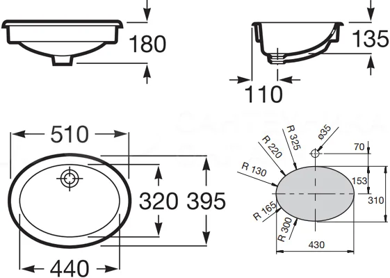 Раковина встраиваемая сверху 51см Roca Neo-Selene 322307000 белый
