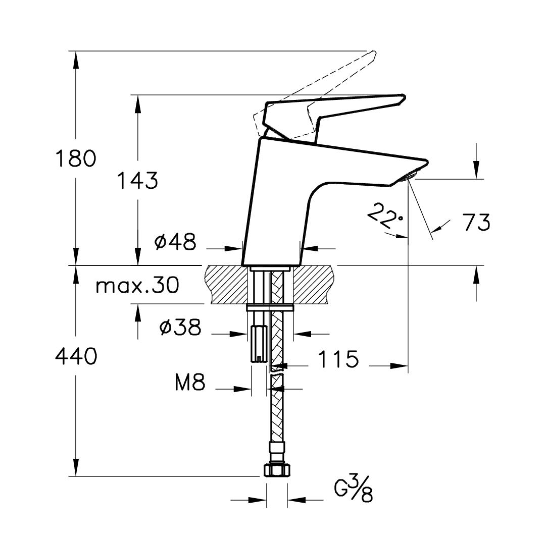 Смеситель для раковины Vitra Solid S A42440EXP хром