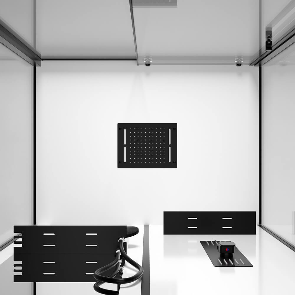 Душевая кабина Black&White G8028 115x90x215 профиль черный матовый, стекло прозрачное