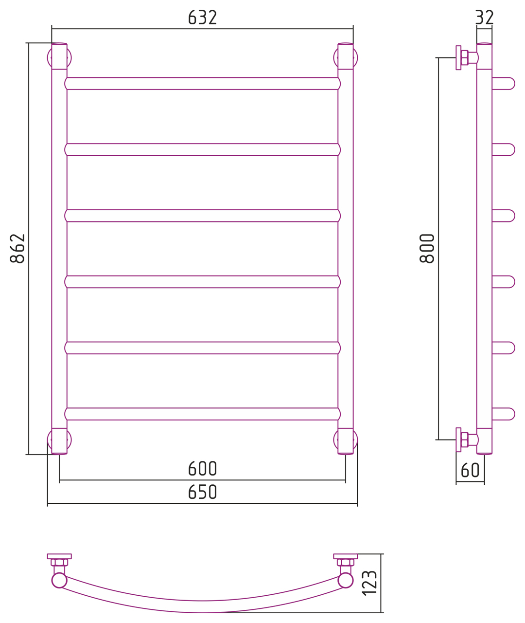 Полотенцесушитель водяной Сунержа Галант+ 80х60 белый