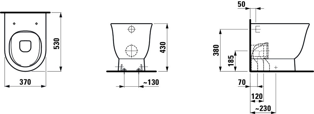 Унитаз приставной безободковый Laufen New Classic 8.2385.1.000.000.1 без сиденья