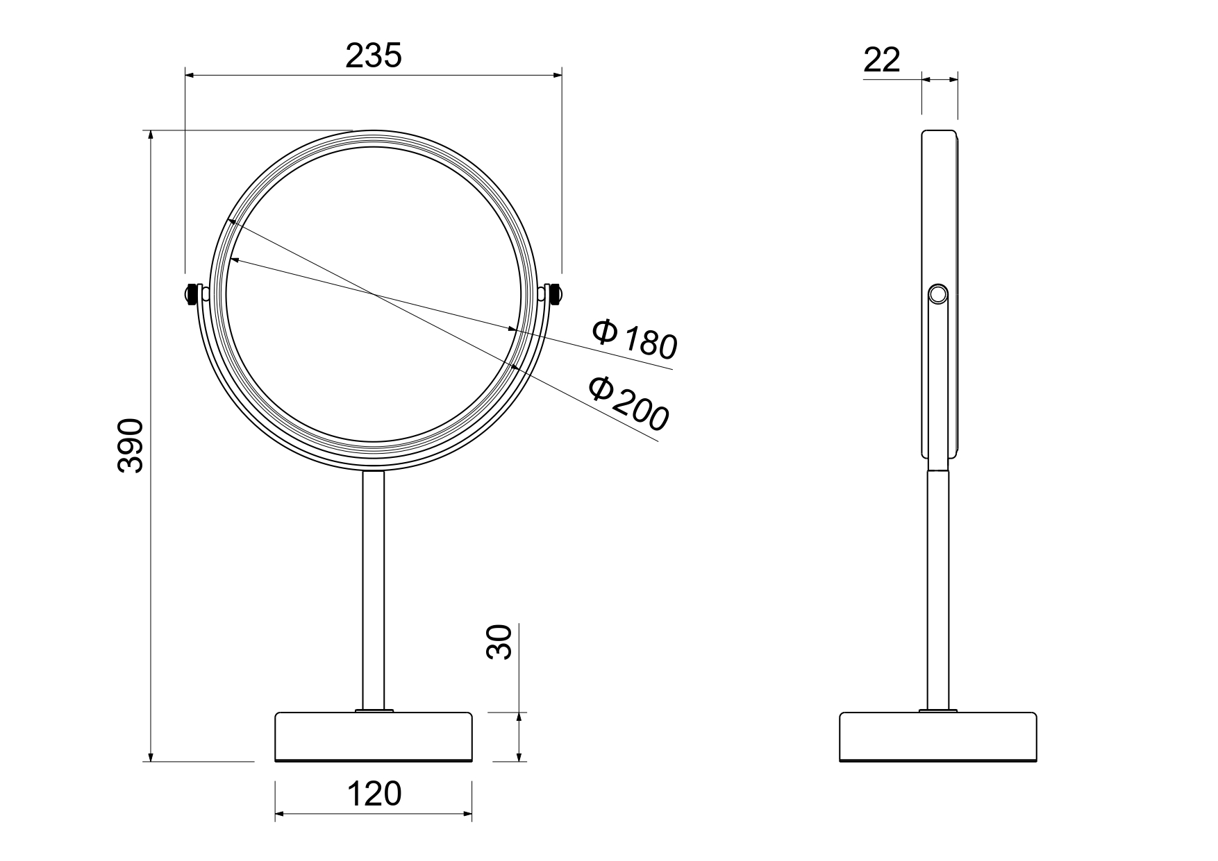 Зеркало косметическое с 5-ти кратным увеличением Aquatek AQ4914CR хром
