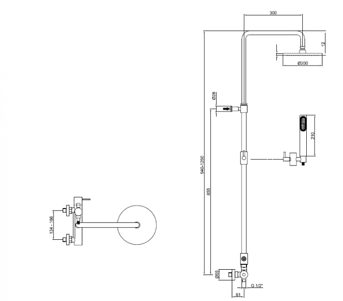 Душевая стойка Webert Elio EL870105015PVC хром