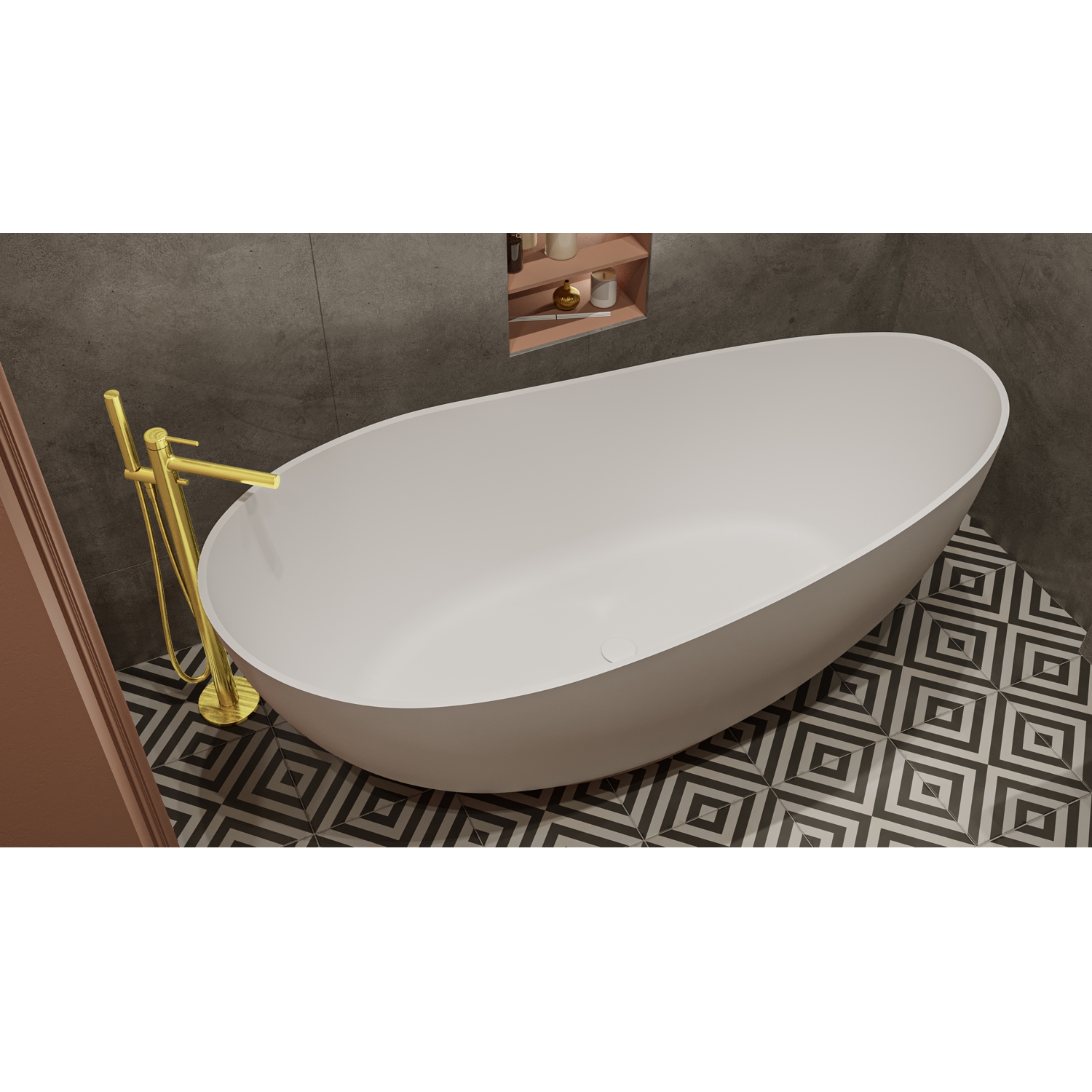 Ванна WHITECROSS Ruby 165x75 (белый мат) иск. камень