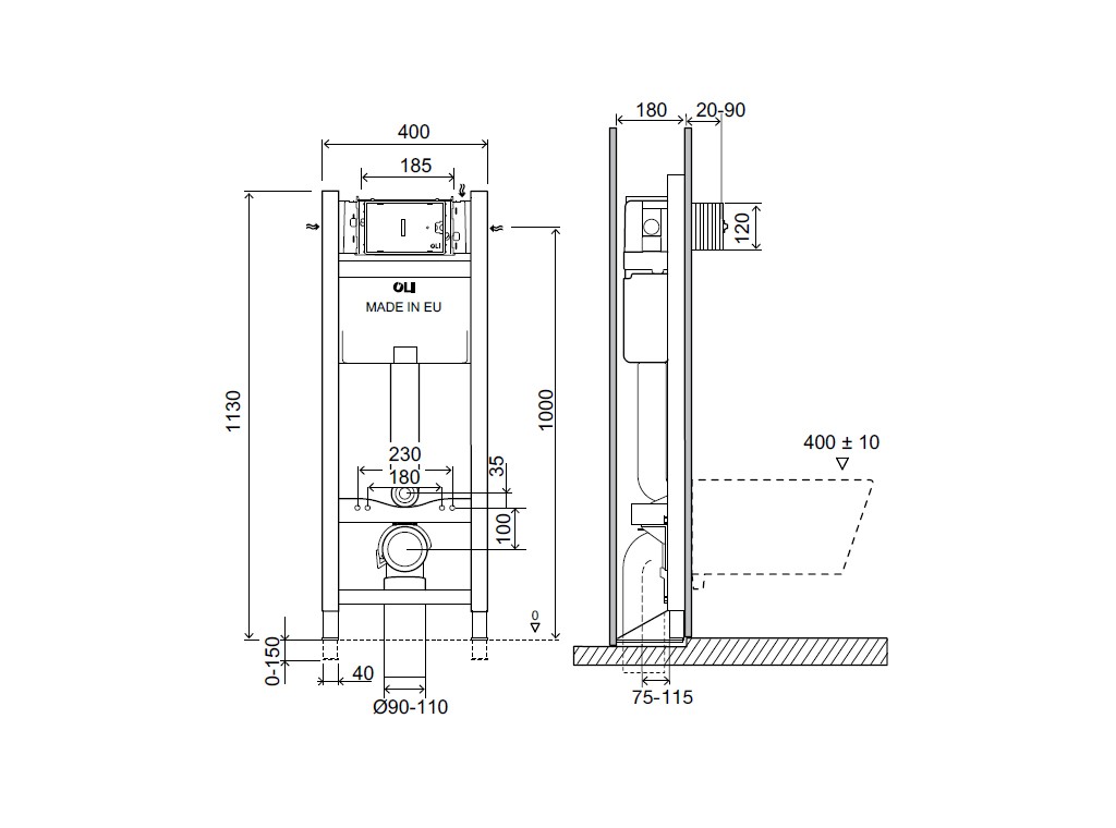 Инсталляция для подвесных унитазов OLI EXPERT EVO/SPEED 721802