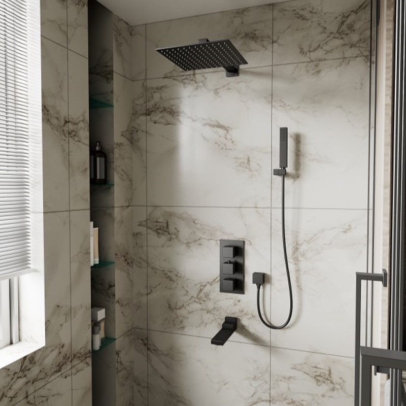 Душевая система встраиваемая с термостатом D&K Bayern.Liszt DA2515605A04, черный