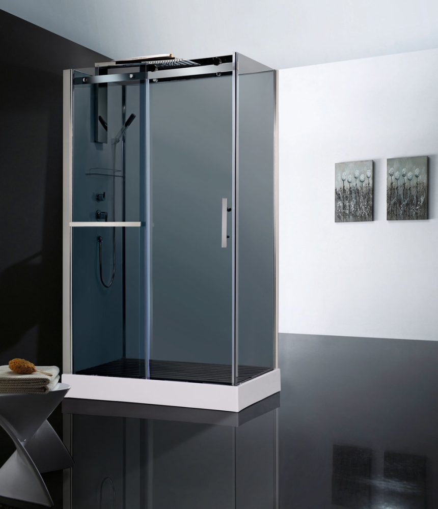 Душевая кабина Orans 8629ED0 120x80x220 профиль хром, задние стенки белое стекло, фронтальное стекло тонированное