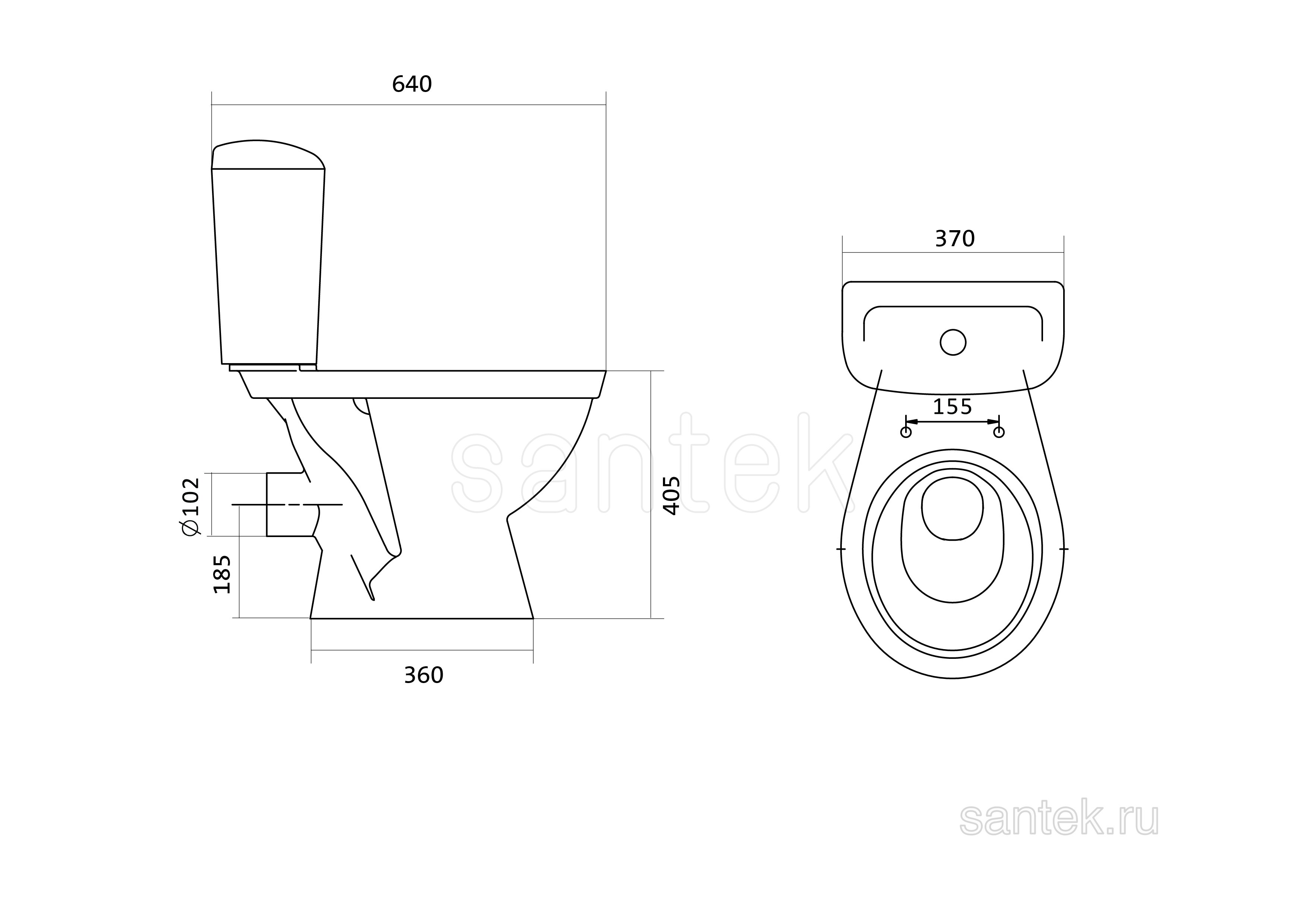 Унитаз-компакт Santek Паллада с горизонтальным выпуском 1WH302371