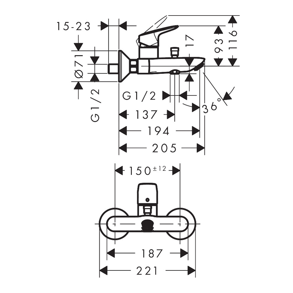Смеситель для ванны Hansgrohe Logis 71400670 черный матовый