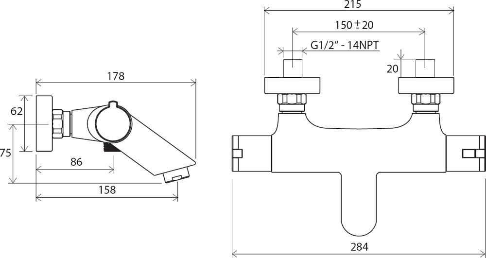 Термостат для ванны с душем Ravak Termo X070047 хром