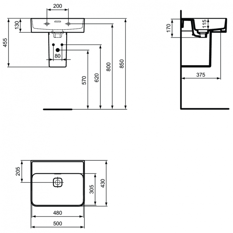 Раковина 50 см Ideal Standard STRADA II T363701
