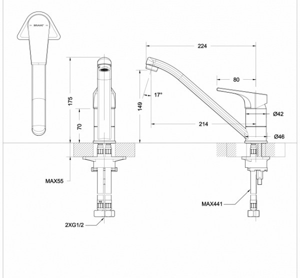 Смеситель для кухни Bravat Vega F9119177CP-01 хром