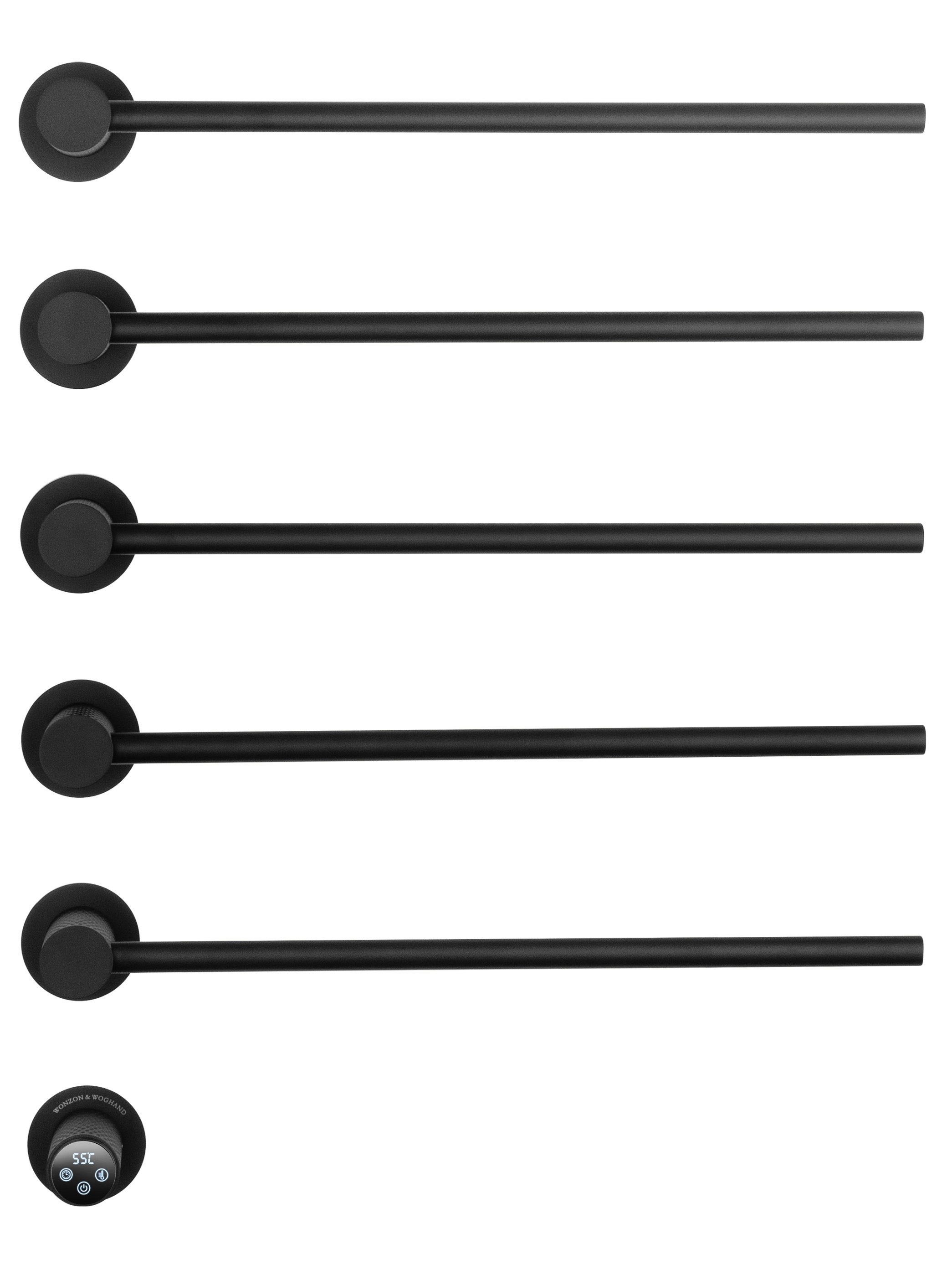 Полотенцесушитель электрический встраиваемый WONZON & WOGHAND MÜNCHEN, Черный матовый (WW-A355-MB)