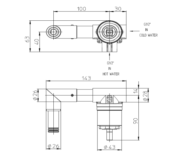 Скрытая часть для смесителя из стены Bossini Apice Z00548 