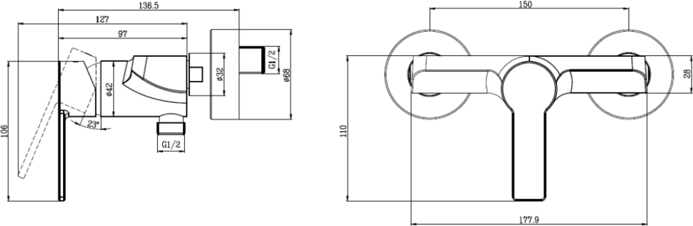Смеситель для душа Villeroy & Boch Architectura TVS10300100061 хром