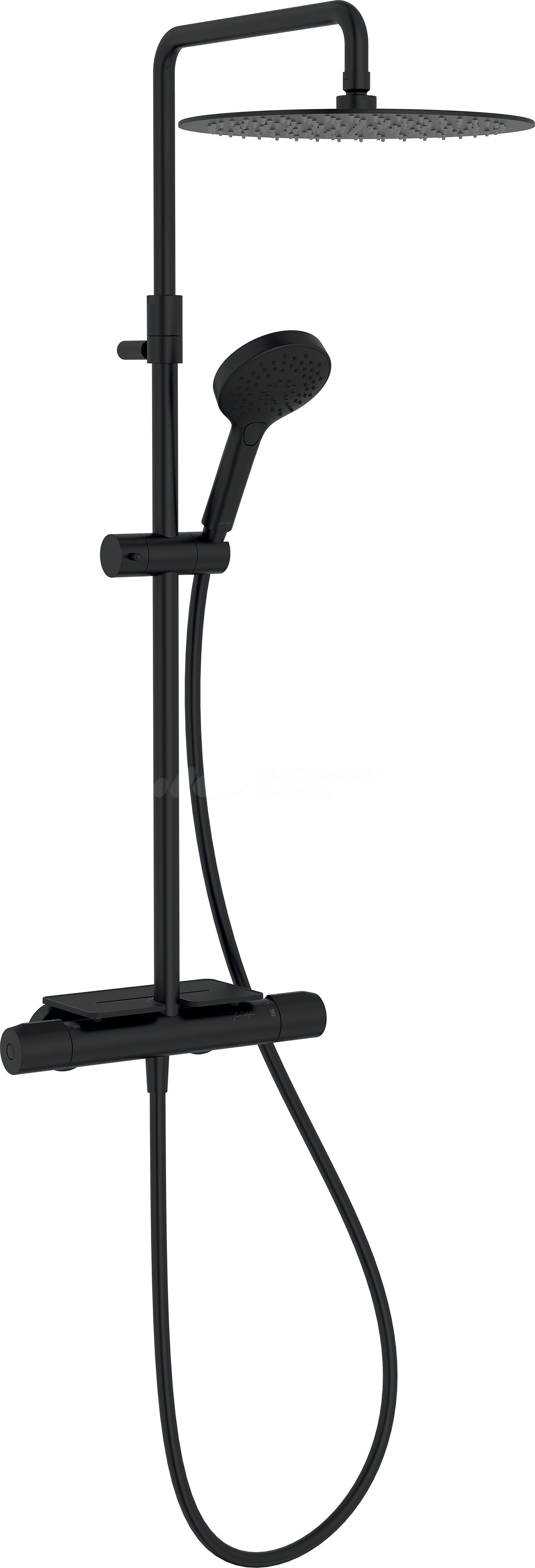 Душевая стойка Jacob Delafon Metro E26589-BL черный матовый, с полкой