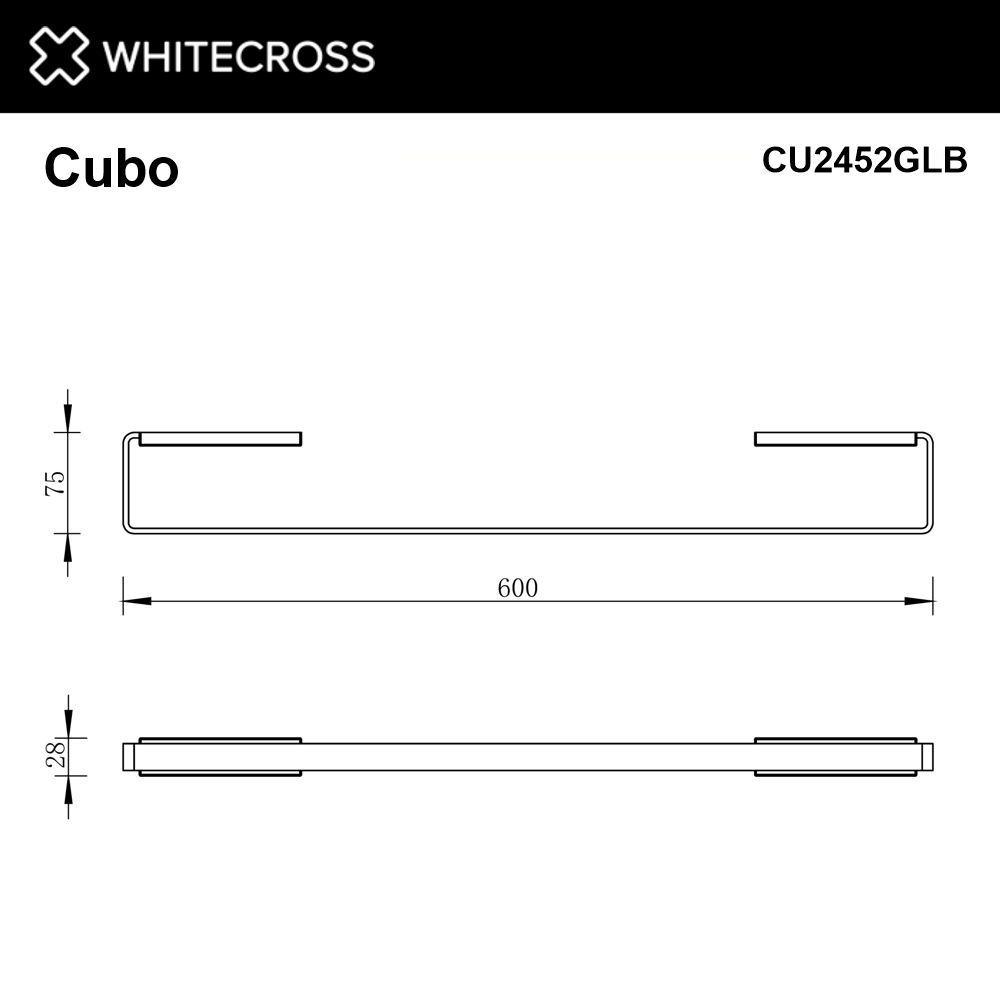Полотенцедержатель 600 мм. WHITECROSS Cubo CU2452GLB (брашированное золото)