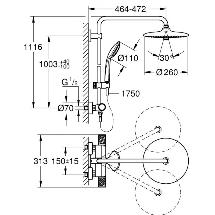 Душевая стойка Grohe Euphoria System 27615002 хром