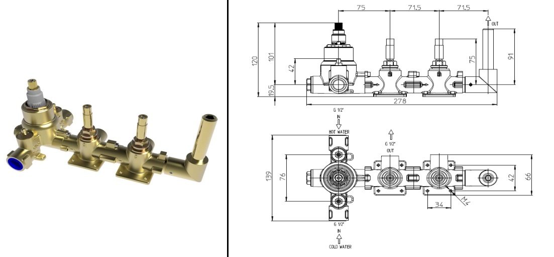 Скрытая часть смесителя для душа Bossini Apice Z00135