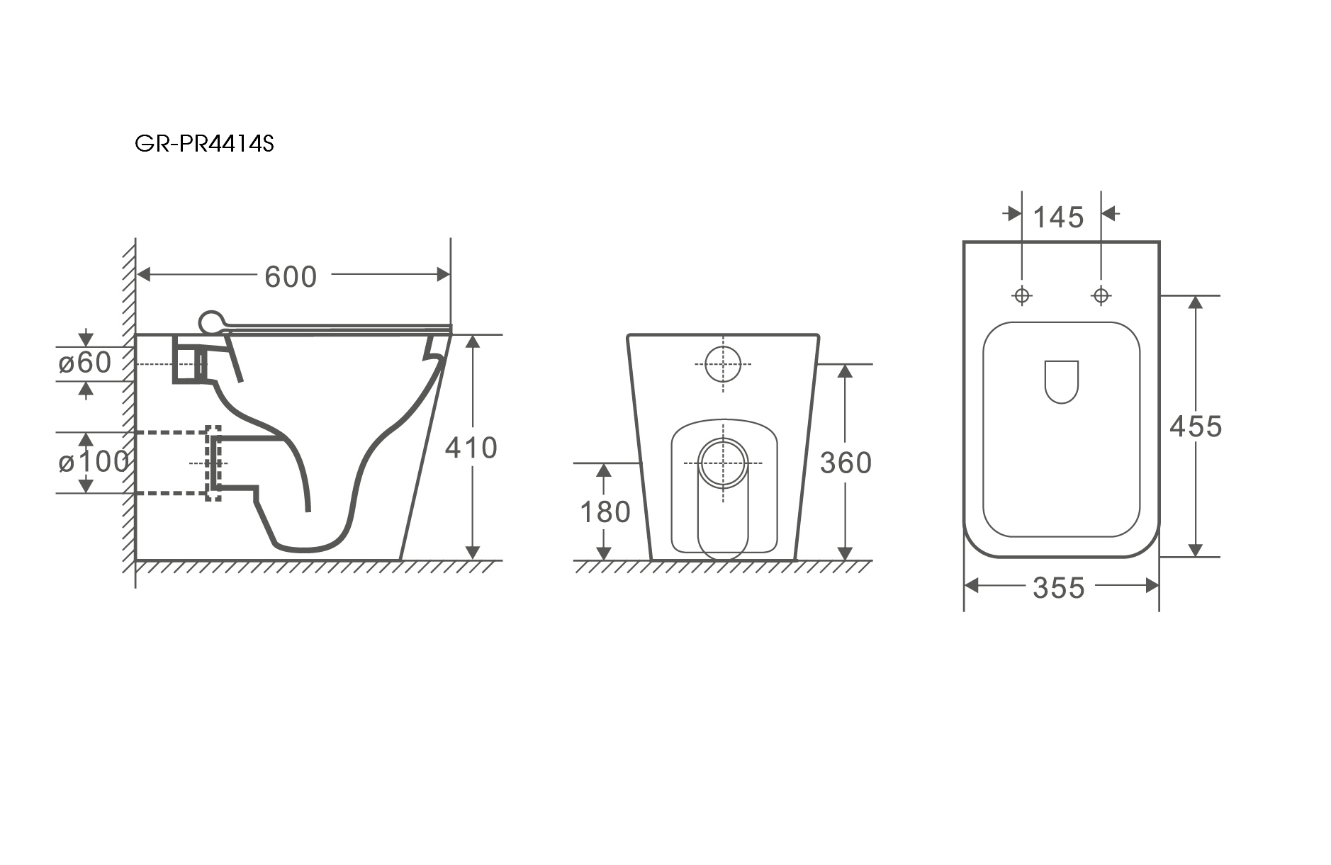 Унитаз приставной Grossman GR-PR4414S белый, с сиденьем микролифт