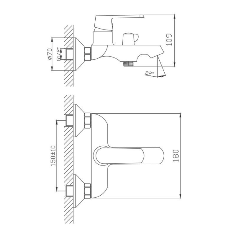 Смеситель для ванны Haiba HB60804, белый