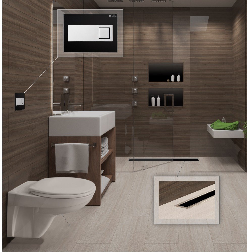 Комплект унитаз с инсталляцией Pestan Fluenta 40006460 кнопка хром