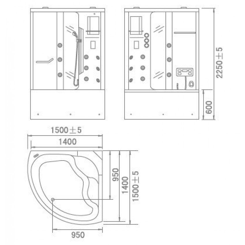 Бокс Orans 9907000 150x150x225 профиль белый, стекло прозрачное