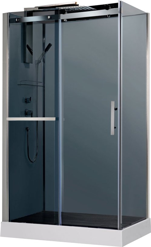 Душевая кабина Orans 8629ED0 120x80x220 профиль хром, задние стенки белое стекло, фронтальное стекло тонированное