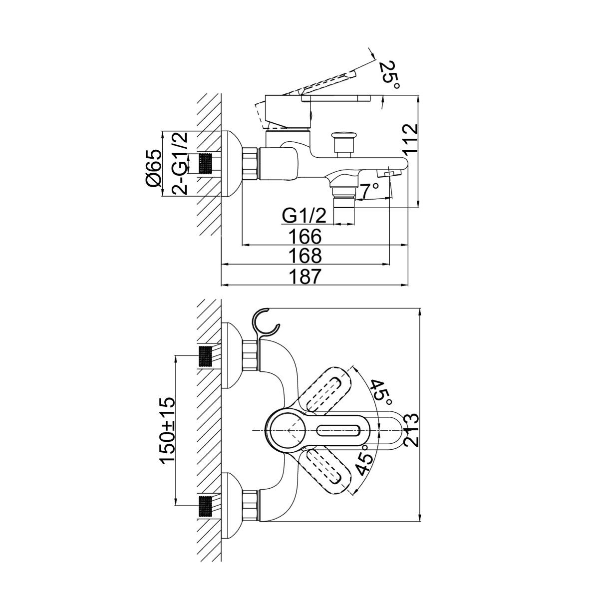 Смеситель для ванны D&K Rhein DA1353201, хром